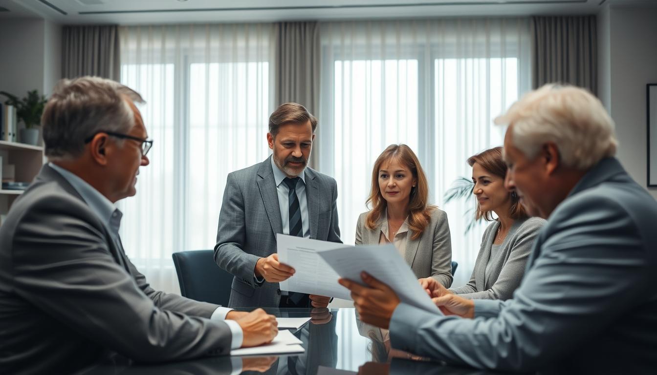 Family reviewing legal documents